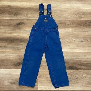 OshKosh B'Gosh Boys Bib Overalls Sz 5 Blue Twill Pocket Pant Vintage 90s USA